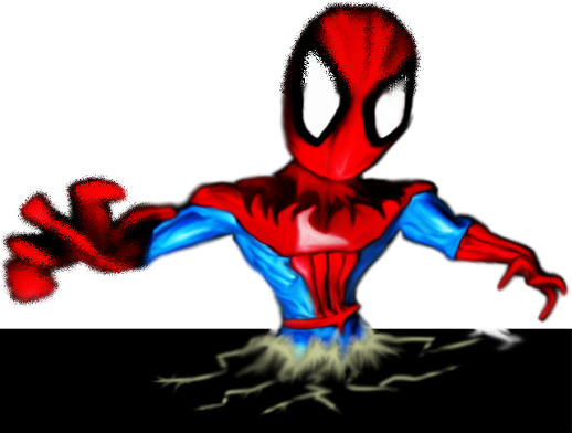 Dibujo de un falso Spiderman saliendo del papel
