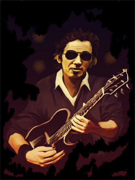 Dibujo de Bruce Springsteen tocando la guitarra.