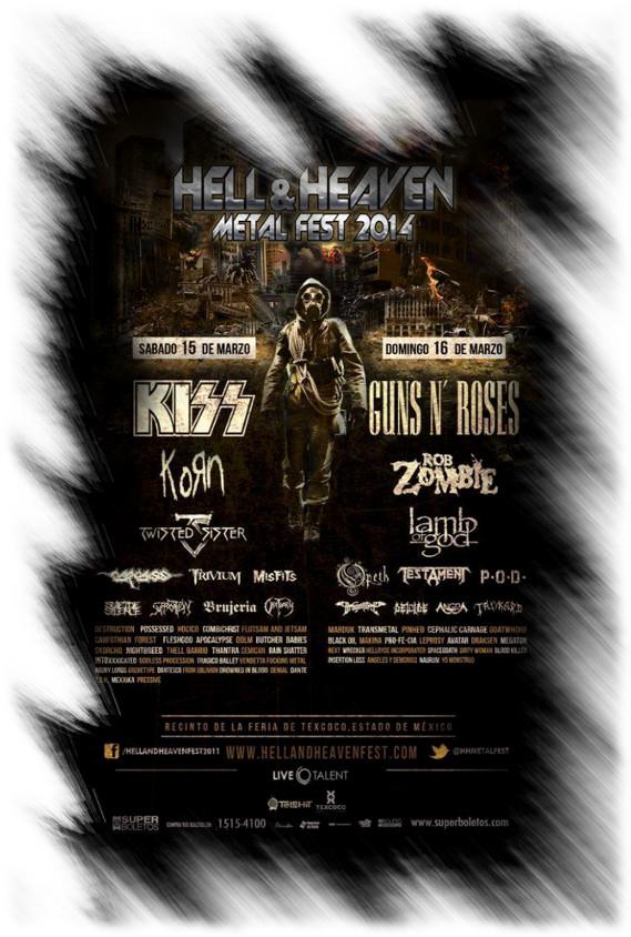 Conciertos en Mexico en 2014 de Kiss, Guns N' Roses, Korn y muchos otros