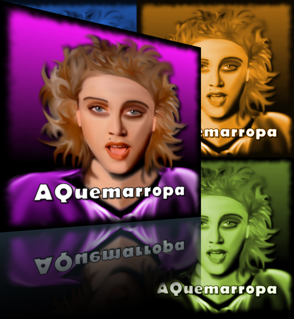 Madonna a lo Marilyn Monroe. Tres Dibujos de Madonna en varios colores