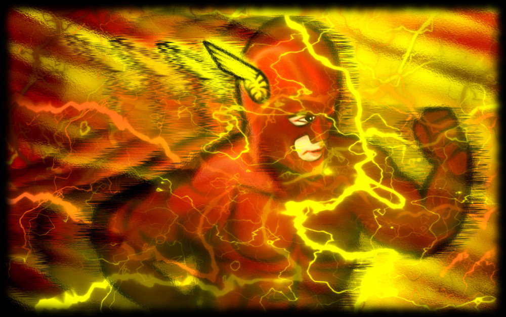 Dibujo de The Flash en tonos amarillos y rojos
