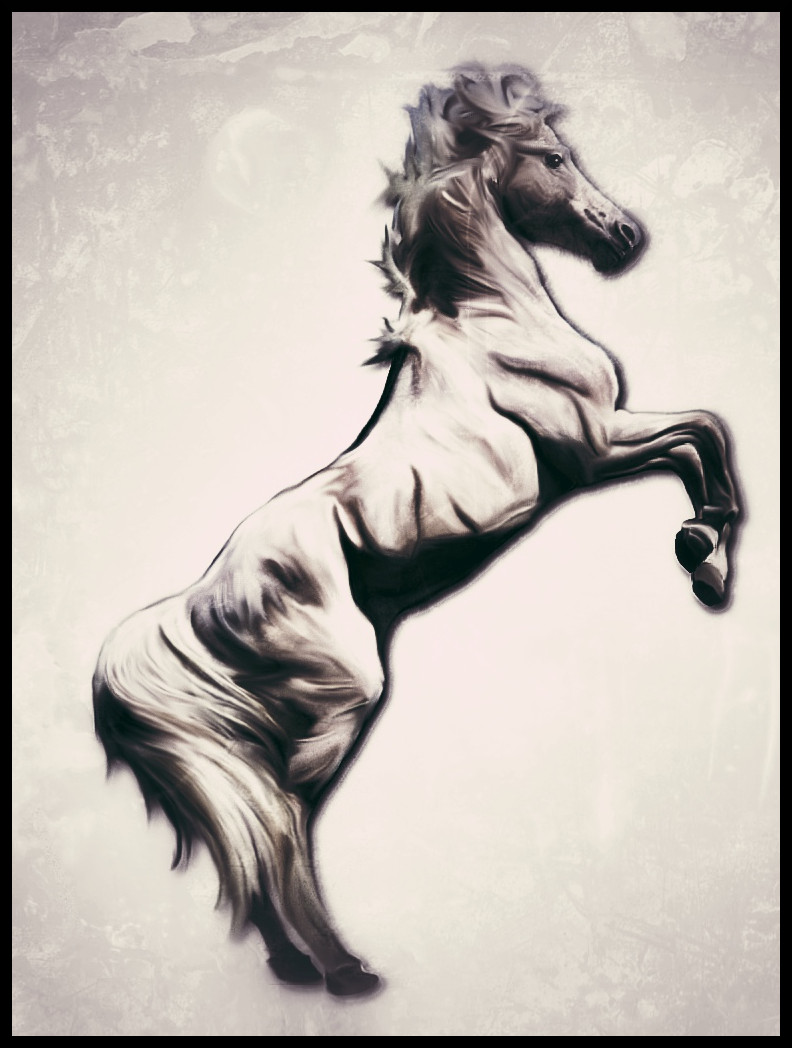 Dibujo de un caballo levantando los pies