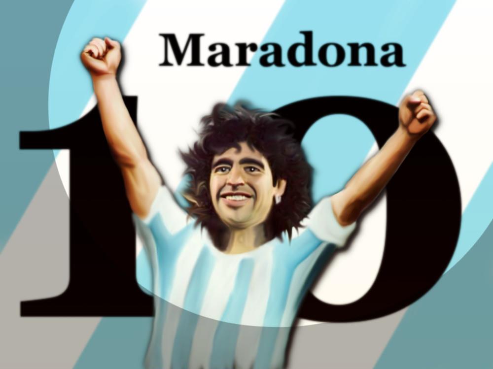 Dibujo del jugador con el 10 en la camiseta argentina