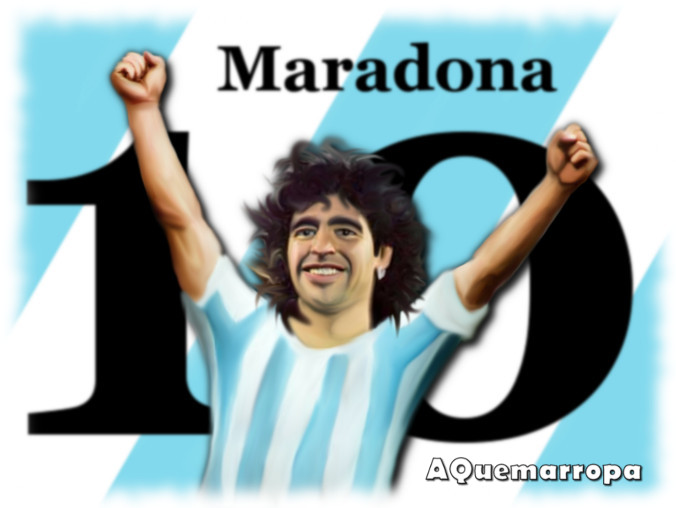 Dibujo de Diego Armando Maradona, El Pelusa. DieGol. Dios