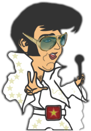 Dibujos de Elvis con sus famosas gafas y el traje blanco