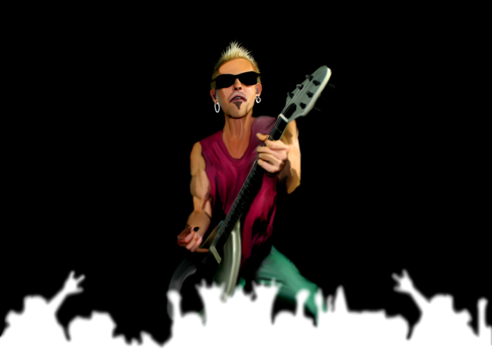 Caricatura del guitarrista rítmico de los Scorpions