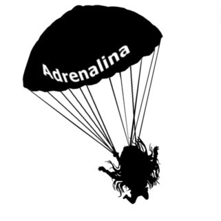 Dibujo de una paracaidista en blanco y negro